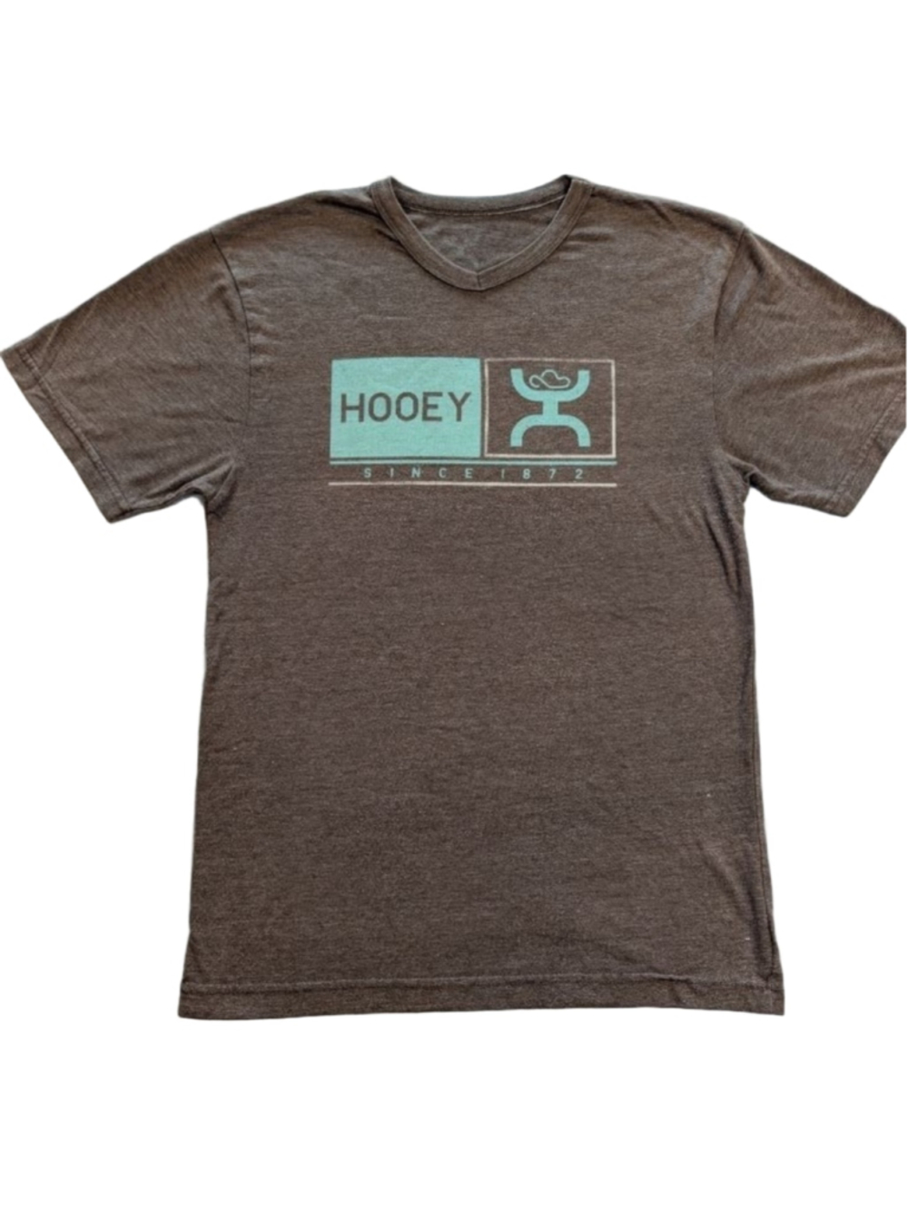 Women's HOOEY Brown Teal Short Sleeve Tee approximate Size Small in Ladies